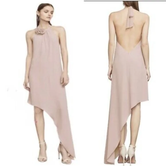 BCBGMaxazria Tea Rose Deborah Asymmetrical Halter Dress size 6 - Picture 1 of 5